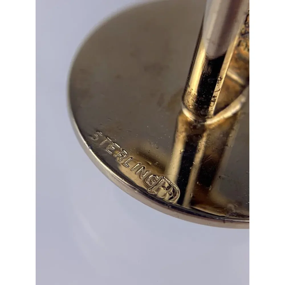 Black Onyx Gold Vermeil Sterling Silver Cufflinks Modern Large Plated Vintage